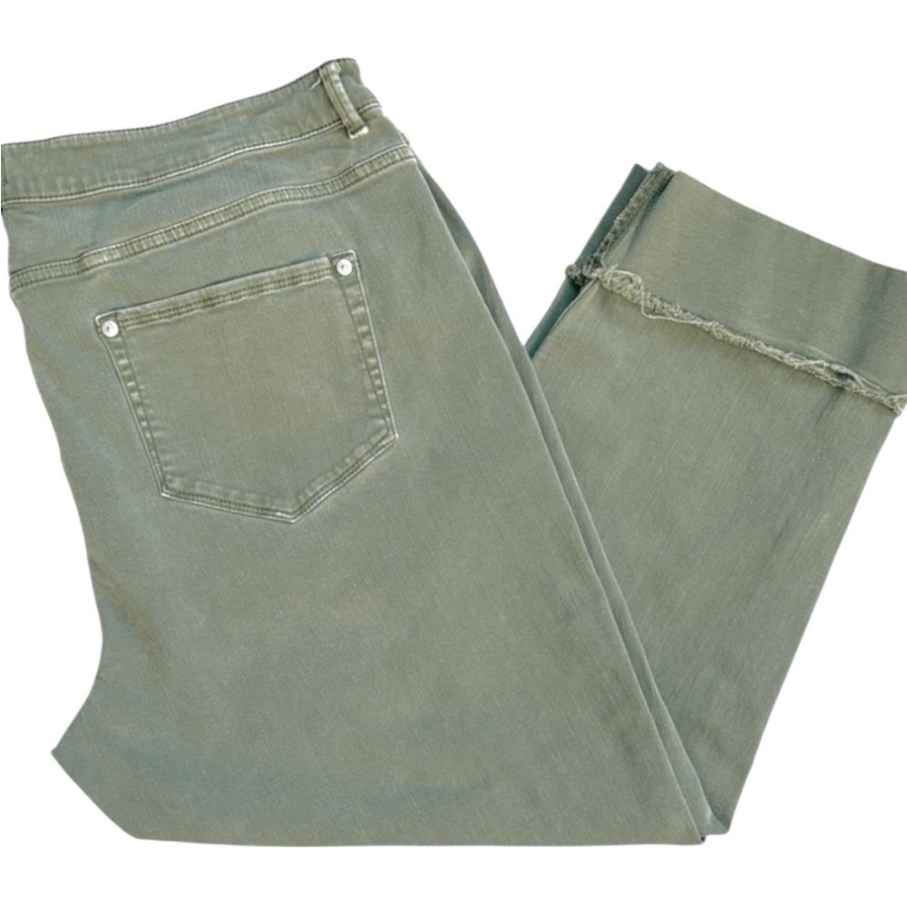 EUC J. Jill Cropped Cuffed Jeans Olive Size 18